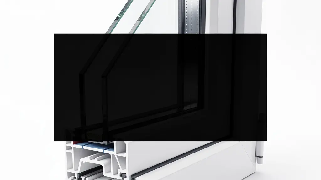 Vue en coupe d'une fenêtre triple vitrage PVC montrant les trois couches de verre et gaz argon